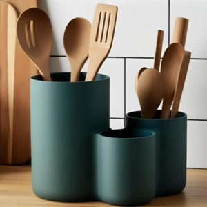 Modern kitchen utensil holder with three cups