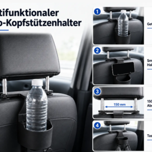 Car Headrest Organizer with Cup Holder