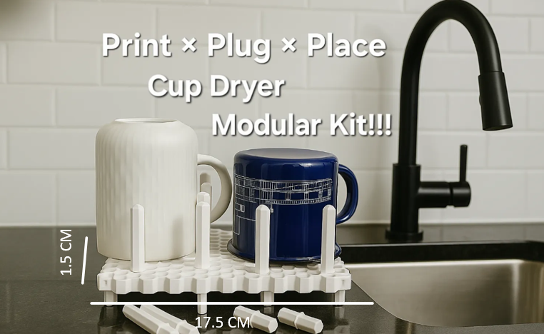 Support-free & Modular Cup Dryer Rack