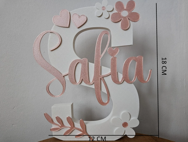Custom Floral Initial Letter Name Showpiece