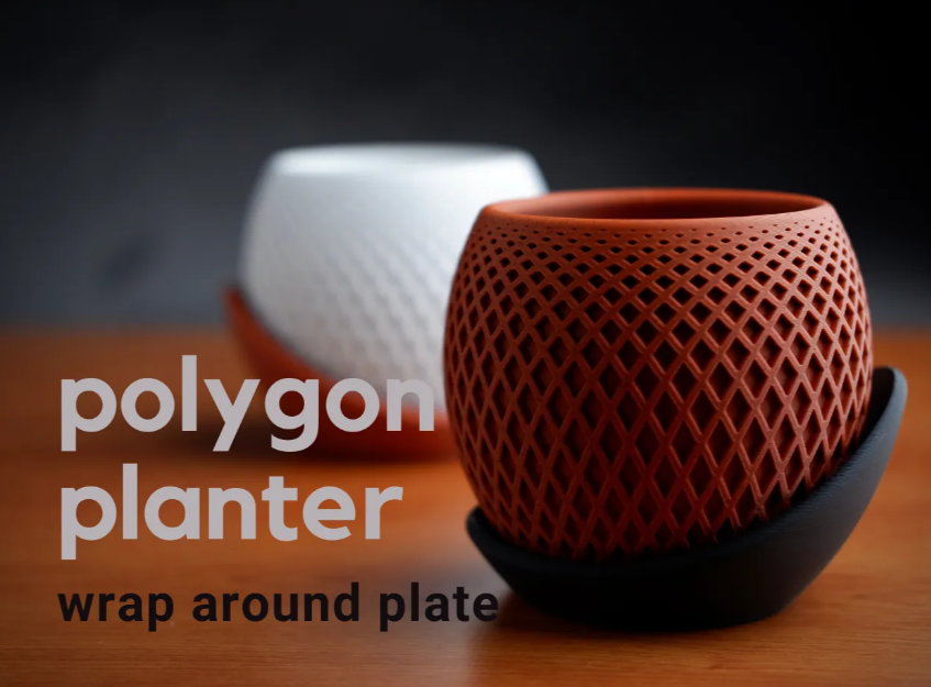 Polygon Planter with Wrap-Around Tray 