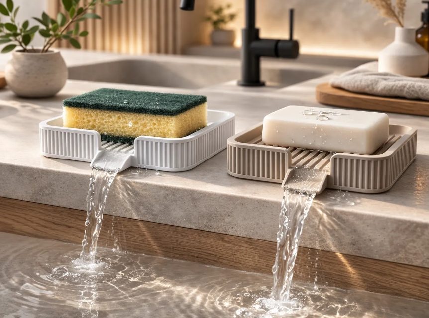 Self-Draining Soap & Sponge Holder