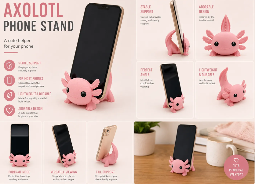 Axolotl Phone Stand – Cute Mobile Holder