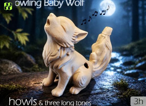 Howling Baby Wolf Decorative Showpiece