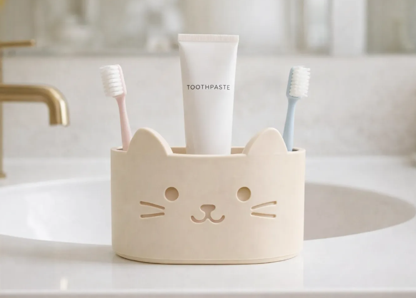 Cute Cat Toothbrush Holder & Toothpaste Organizer