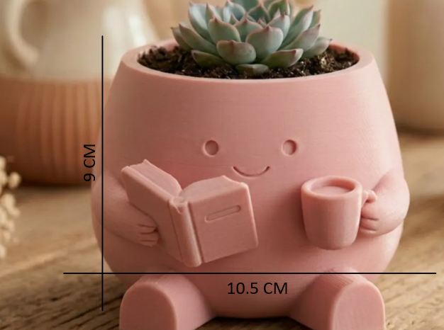 Cute Reading Planter with Coffee Mug
